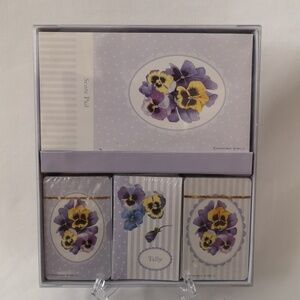 Hallmark New in Box Bridge Playing Card Set Purple with Pansies Design